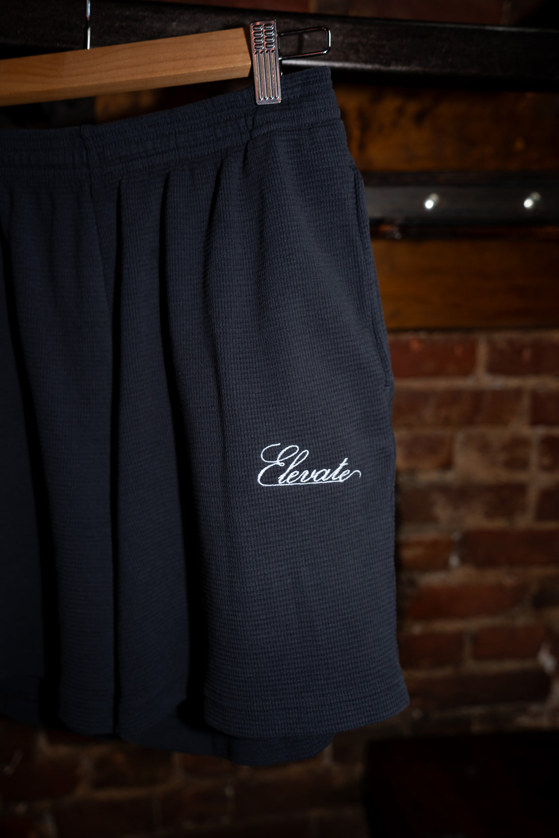 Elevate Script Waffle Knit Shorts Grey