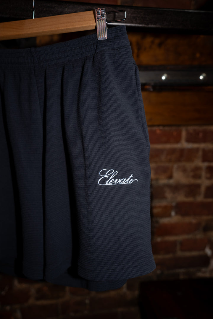 Elevate Script Waffle Knit Shorts Grey