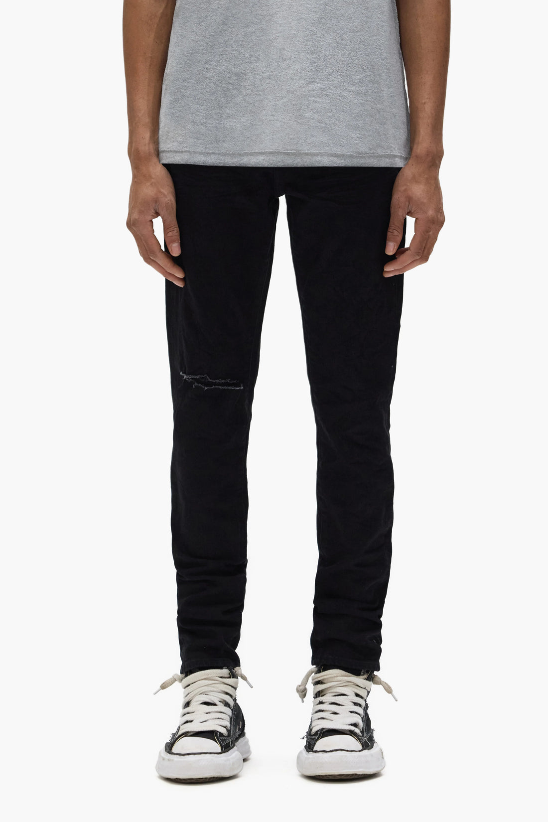 Purple Brand Knee Slit Slim Black Rinse