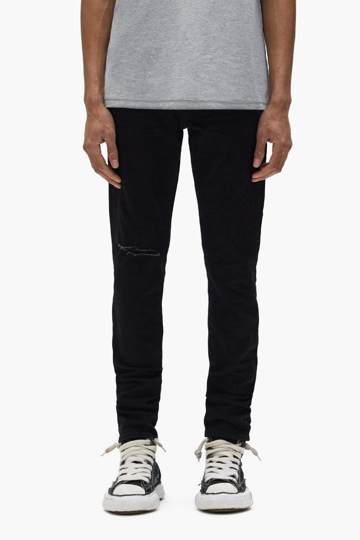 Purple Brand Knee Slit Slim Black Rinse