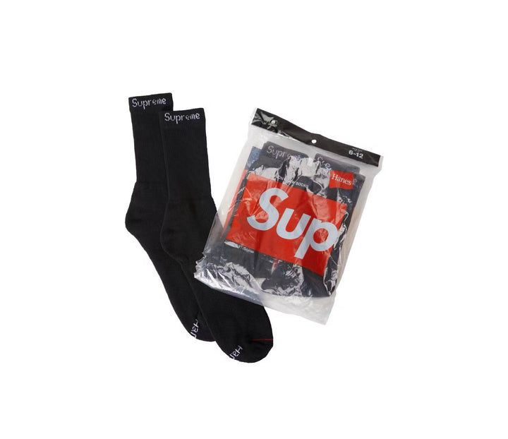 Supreme Hanes Socks Black (4 Pack)