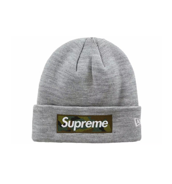 Supreme New Era Box Logo Beanie Heather Grey