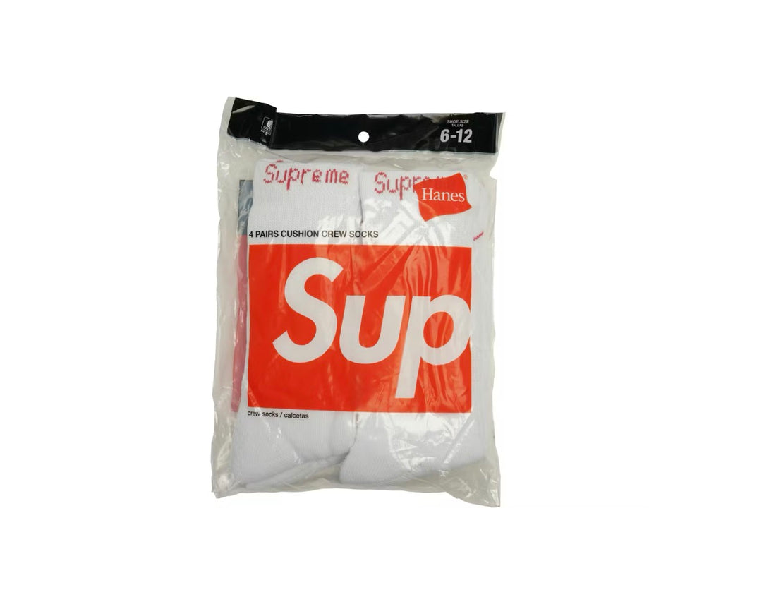 Supreme Hanes Crew Socks White (4 Pack)