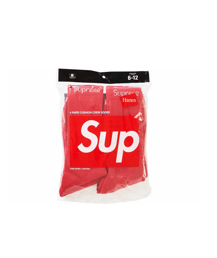 Supreme Hanes Socks Red (4 Pack)