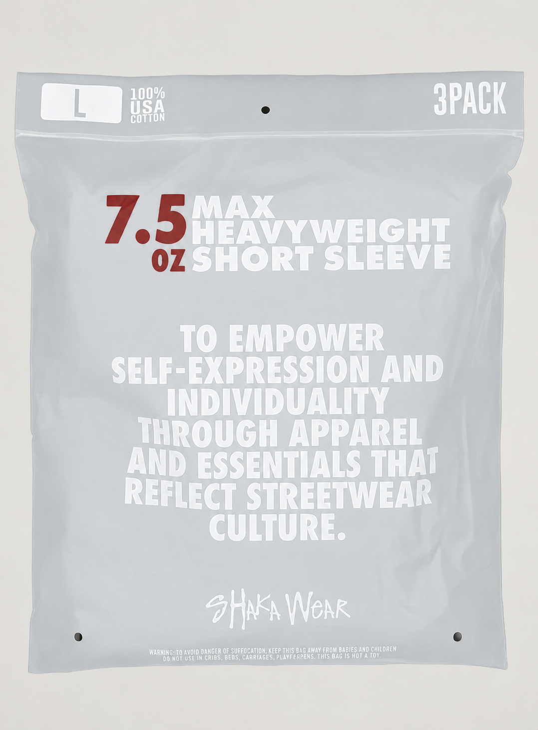 3-Pack Shaka Wear 7.5 OZ Max Heavyweight Short Sleeve T-Shirt White