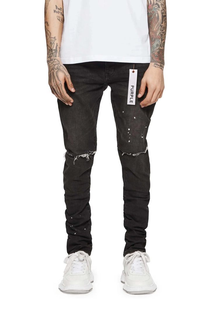 Purple Brand Over Spray Pants Black