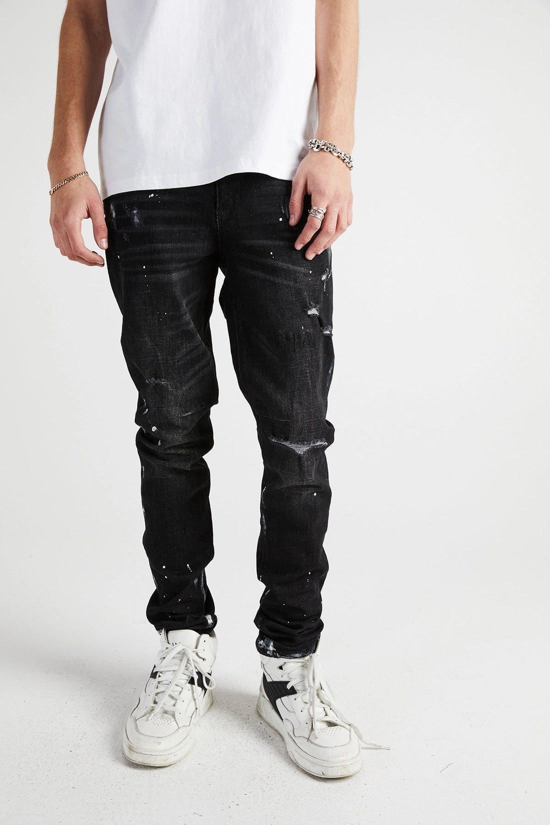 RTA Clayton Distressed Charcoal Paint Jean Black
